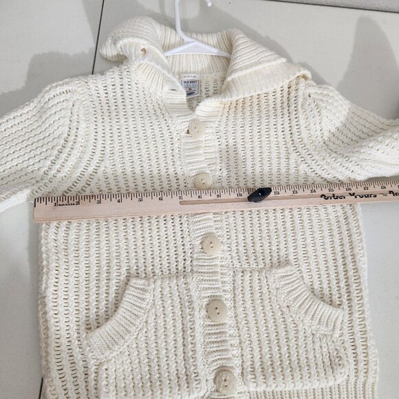 Old Navy Sweater Womens Medium Ivory Button Front Cardigan Knit Pockets Collar - Picture 6 of 9